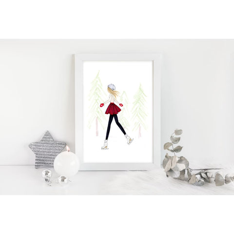 Holiday Skate Session - Select Hair Color - Art Print