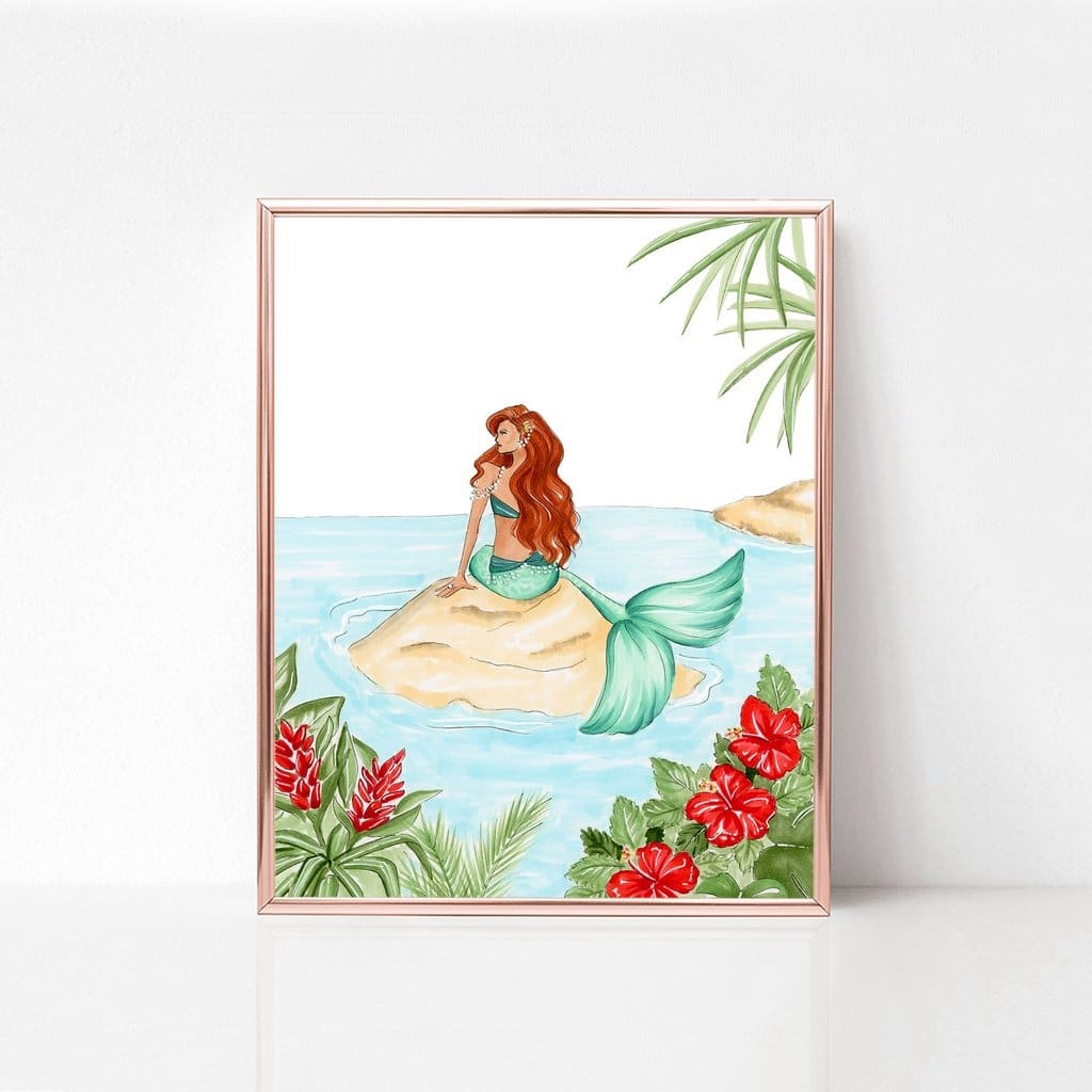 Mermaid - Select Hair Color/Skin Tone - Art Print