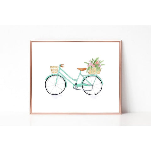 Mint Green Bicycle - Art Print