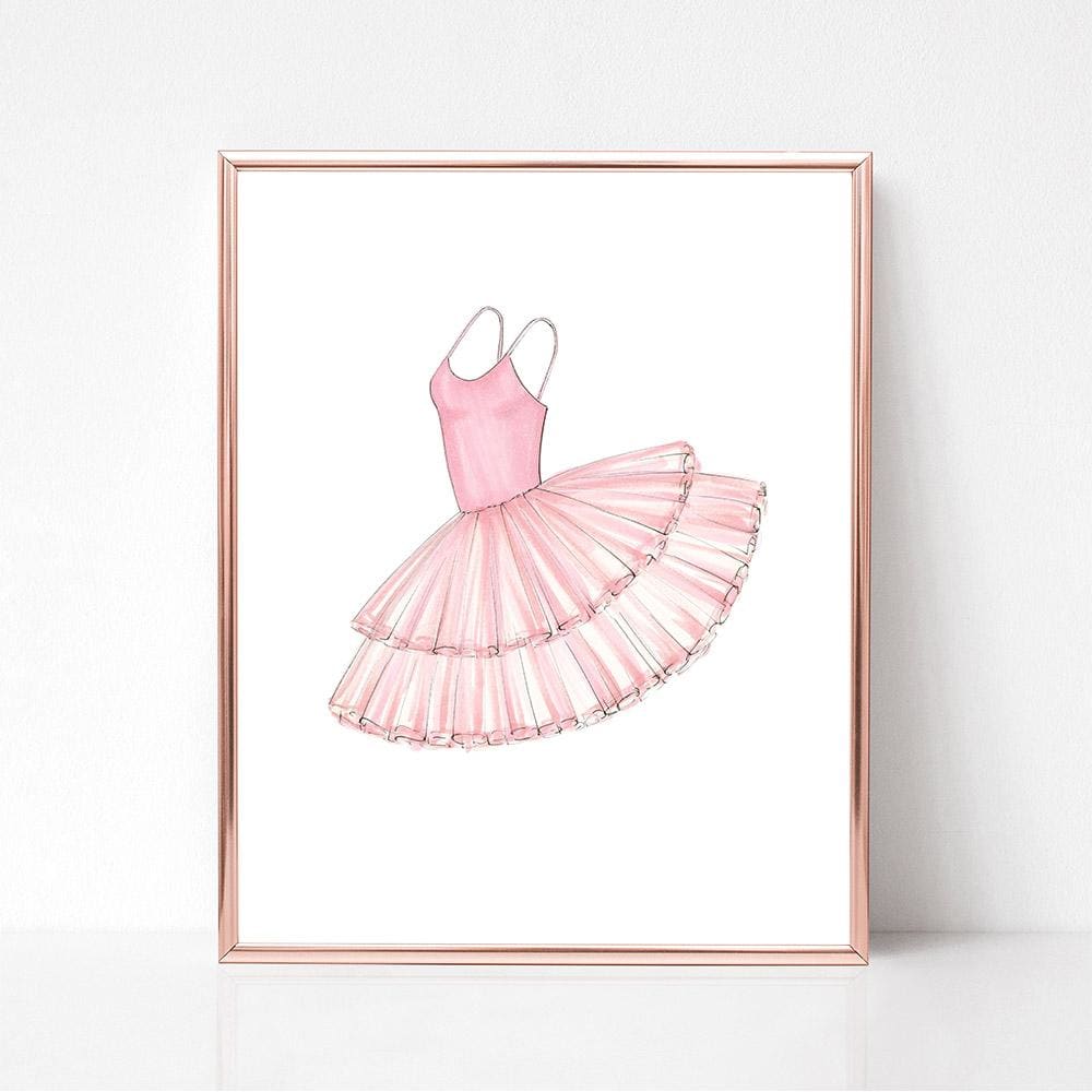 pink ballerina tutu art print wall decor