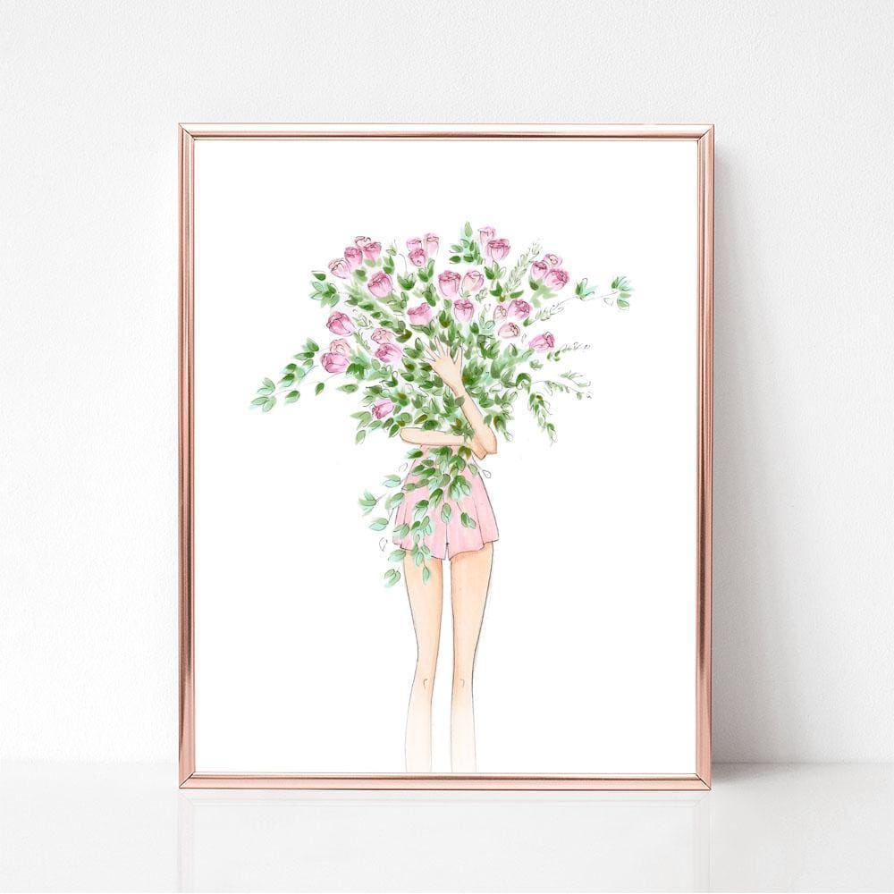 Pink Bouquet of Roses - art print