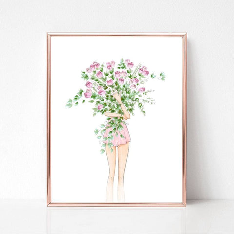 Pink Bouquet of Roses - art print