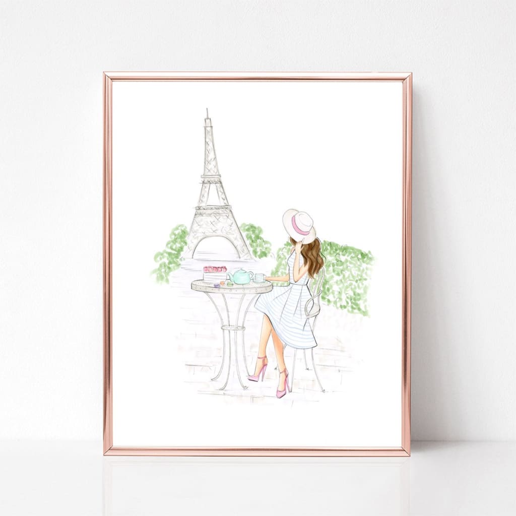 SALE Day in Paris - BRUNETTE 11x14 - Art Print