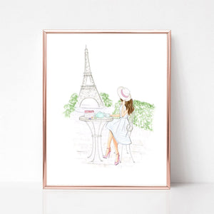 SALE Day in Paris - BRUNETTE 11x14 - Art Print