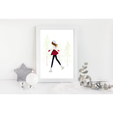 Holiday Skate Session - Select Hair Color - Art Print
