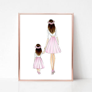SALE Mother daughter Brunettes 8x10 - 8 x 10 - Art Print