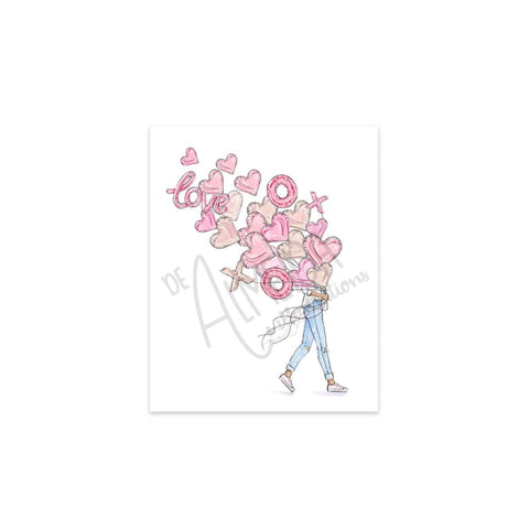 SALE Valentines Balloons - TAN 5x7 - 5 x 7 - Art Print