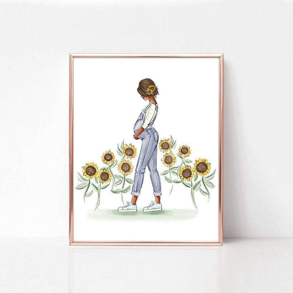 My Sunflower Baby - Select Hair Color/Skin Tone - Art Print