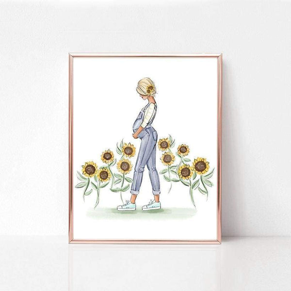 My Sunflower Baby - Select Hair Color/Skin Tone - Art Print