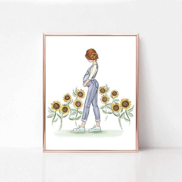 My Sunflower Baby - Select Hair Color/Skin Tone - Art Print