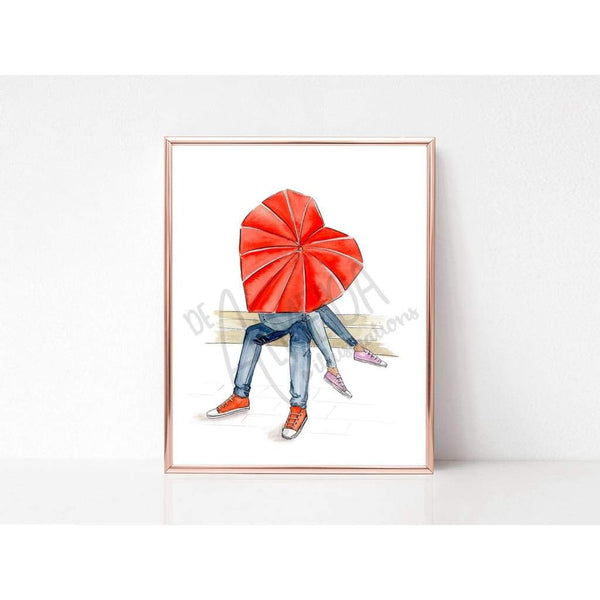 Under My Umbrella - 5x7 / Tan - Art Print