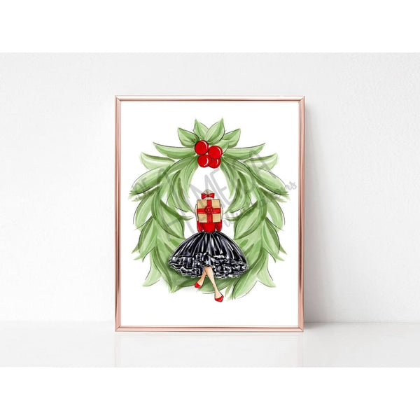 Wreath Girl Art Print blond