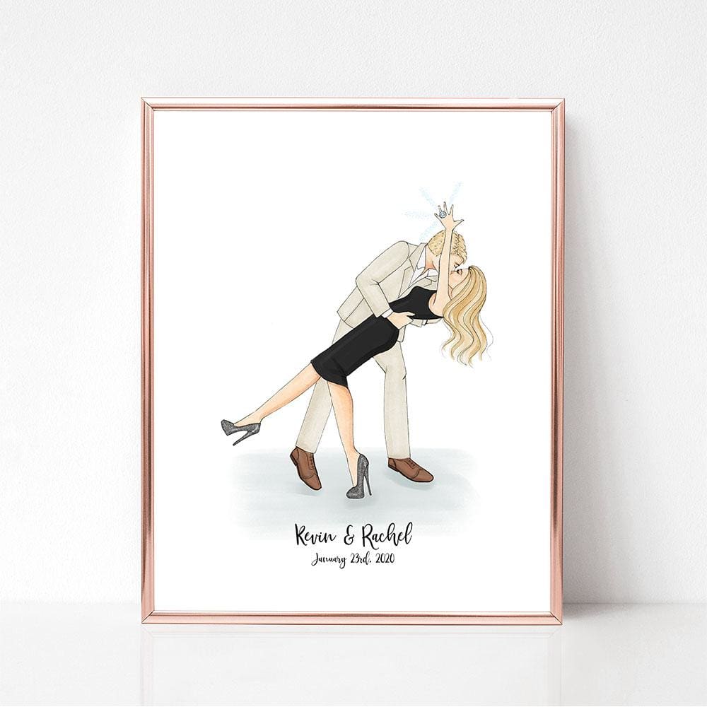 Fashion Illustration Art | She Said Yes! Engagement Art Print